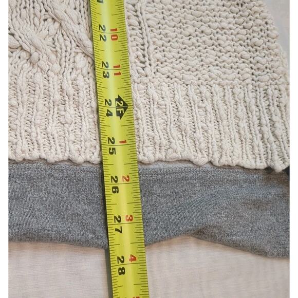 Dolan Anthropologie Womens M Boho Gray 3/4 Sleeve Sweater Cream Crocheted Top - Picture 10 of 12